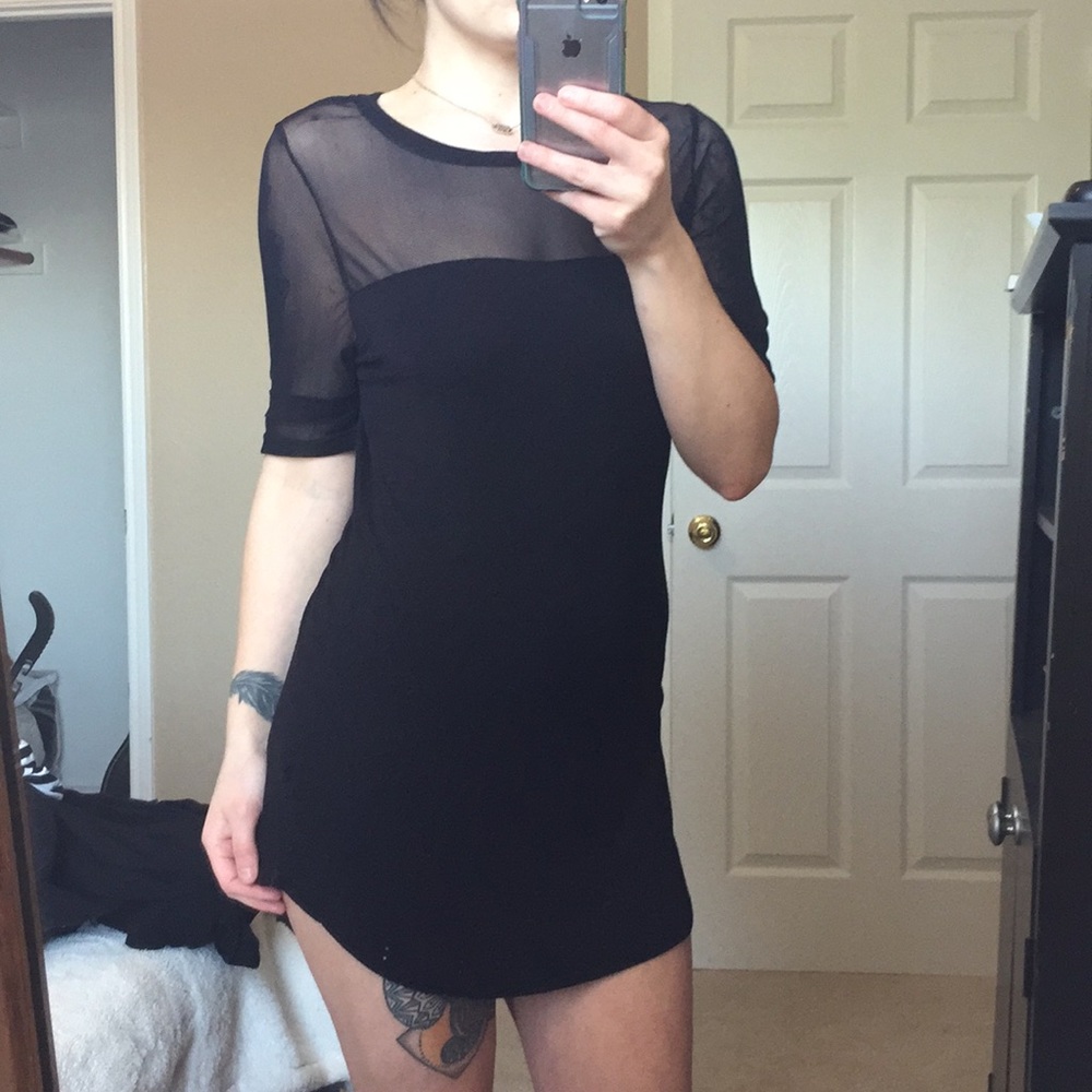 Jersey dress with netting